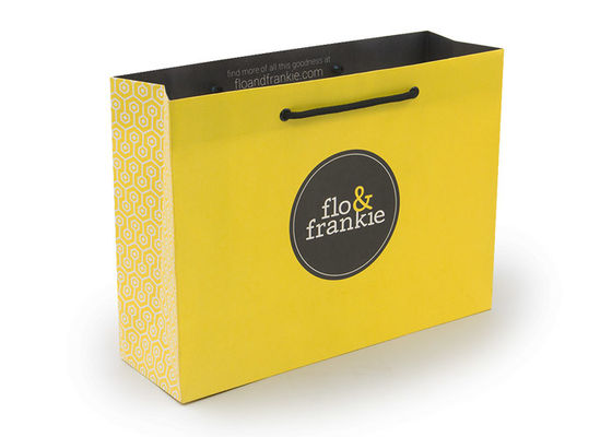 Good price Yellow Recycled Paper Bags Printed With Logo Rope Handle OEM Service online
