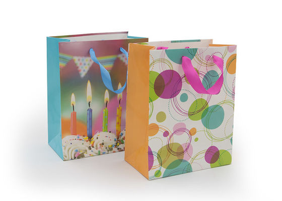 Good price Customized Present Paper Bag Ribbon Handle Spot Glitter CE Certification online