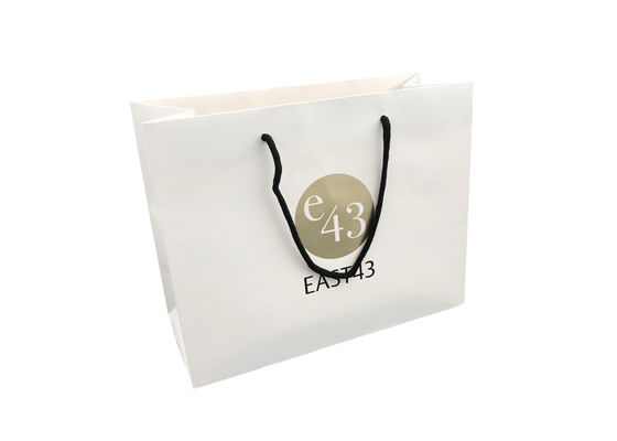 Good price White Personalised Boutique Paper Bags For Shopping Gold Hot Stamping online