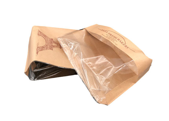 Good price Kraft Eco Friendly Food Packaging Bags With Front Window CE Certification online