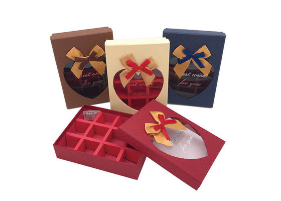 Good price Fancy Small Chocolate Gift Box With Ribbon Bows And Heart Shaped Window online
