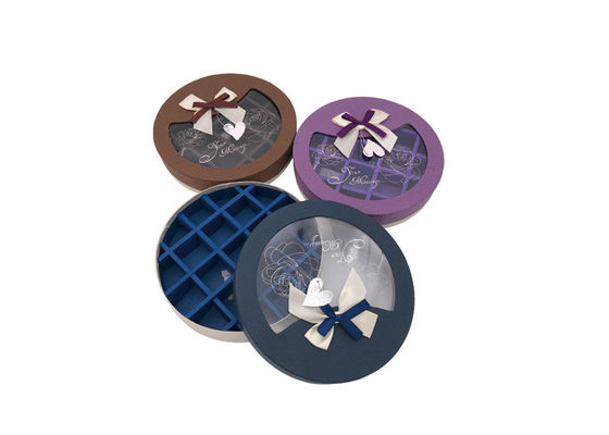 Good price Blue Brown Chocolate Presentation Box Round Cardboard Gift Boxes online