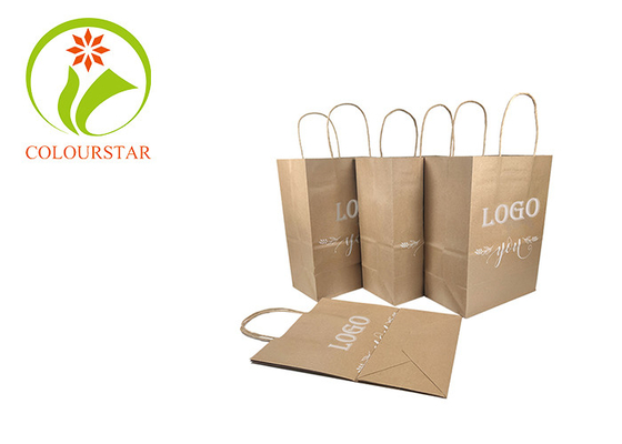 Custom Printed Your Own Logo White Brown Kraft Gift Craft Shopping Paper Bag With Handles