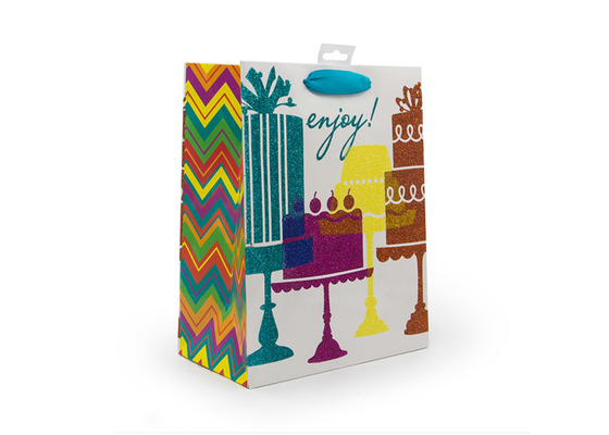 Good price Sandblasting Present Paper Bag Twinkling Star Lamination Ribbon Handle online