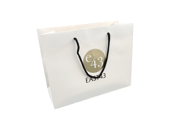 Good price White Personalised Boutique Paper Bags For Shopping Gold Hot Stamping online