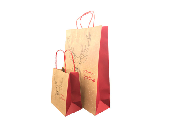 Good price Biodegradable Luxury Christmas Packaging , Brown Paper Christmas Gift Bags online