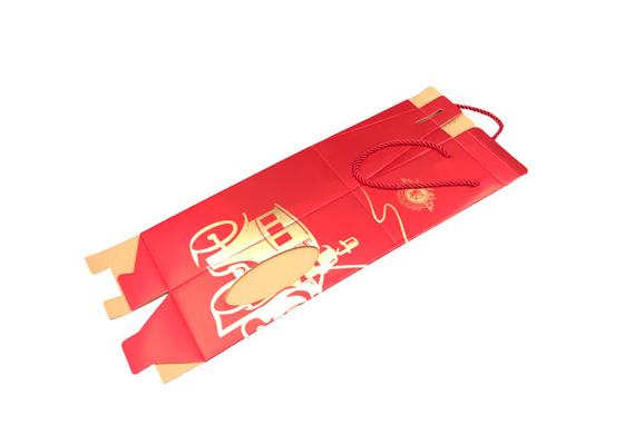 Good price Red Fancy Corrugated Wine Gift Box Packaging With Red Handles Customized Logo online
