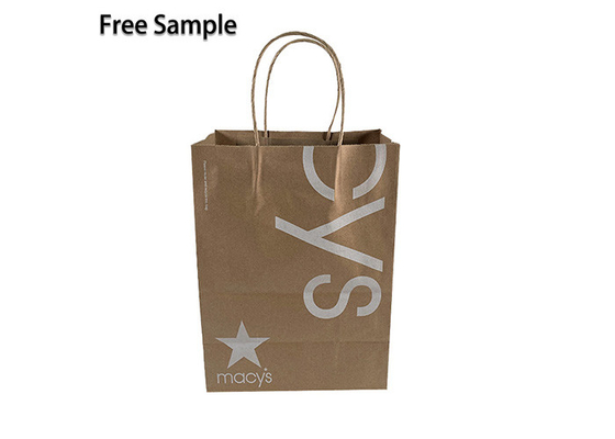 Good price 40gsm FSC CMYK Brown Kraft Paper Bags With Handle online