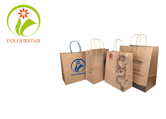 Custom Printed Your Own Logo White Brown Kraft Gift Craft Shopping Paper Bag With Handles