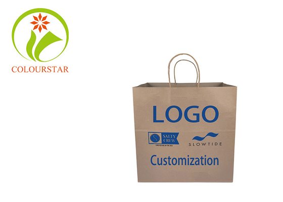 Custom Printed Your Own Logo White Brown Kraft Gift Craft Shopping Paper Bag With Handles